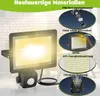 A floodlight with a motion sensor is shown, with various feature callouts and close-ups. Náhľad obrázku produktu