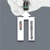 A hand holding a tool bit holder, with two screwdriver bits below it, indicating insertion. Produktbild-Vorschau