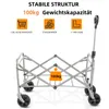 A foldable wagon with icons and text highlighting its features. Produktbild-Vorschau