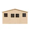 A front view of a wooden garden shed against a white background. Voir les images du produit