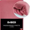 A close-up of a pink frottee bedsheet with a folded section shown in a circular inset. Náhled obrázku produktu
