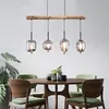 Hängeleuchte, Glasschirm, Holzoptik, braun, H 130 cm Produktbild-Vorschau 8