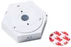 The underside of a hexagonal white LED sensor light and a round adhesive pad are shown on a white background. Produktbild-Vorschau