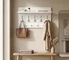 Portemanteau mural blanc avec étagère, 69 cm, 9 crochets, Voir les images du produit 1
