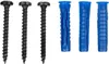 Four screws and three wall anchors are arranged on a white background. Anteprima dell’immagine prodotto
