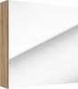 A close-up view of a cabinet with a white front and a wooden side, with a shadow cast across the white surface. Anteprima dell’immagine prodotto