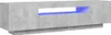A modern, gray TV stand with a horizontal opening in the center, illuminated by blue LED lights. Anteprima dell’immagine prodotto