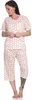 Damen Pyjama 3/4 Hose & Shirt Schlafanzug Hausanzug Sommer; Produktbild-Vorschau 2