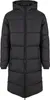 A black, long puffer jacket with a hood, shown front-on against a white background. Voir les images du produit