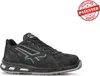 A black safety shoe is shown against a white background, with a "Patented Intellectual Property" stamp in the upper right corner. Voir les images du produit