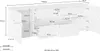 A technical drawing with dimensions of a white lowboard TV stand. Produktbild-Vorschau