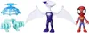A Spider-Man toy set with a dinosaur figure and accessories, displayed on a white background. Voir les images du produit