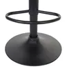 A close-up view of the base and footrest of a black bar stool. Voir les images du produit