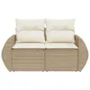 vidaXL Gartensofa mit Kissen 2-Sitzer Beige Poly Rattan Produktbild-Vorschau 4