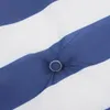 A close-up view of a tufted cushion with blue and white stripes. Produktbild-Vorschau
