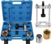 A tool kit for car repair, specifically for rear axle bushings, displayed in its blue plastic case and also with some components laid out separately. Podgląd zdjęcia produktu