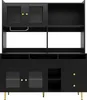 A black multi-functional cabinet with shelves, drawers, and glass-fronted doors. Produktbild-Vorschau