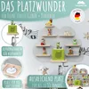 A marketing image showcasing a cloud-shaped shelf designed for Tonie figures and a Toniebox, with various Tonie figures displayed on shelves. Produktbild-Vorschau