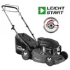 A GÜDE petrol lawnmower is shown against a white background, with marketing icons indicating features. Produktbild-Vorschau