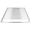A silver metal oven rack on a white background. Produktbild-Vorschau