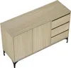 A light brown sideboard with black legs, shown from a high angle on a white background. Voir les images du produit