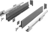 A disassembled drawer slide system, showing its various components laid out. Produktbild-Vorschau