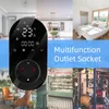 A collage of images showing different indoor environments and a close-up of a digital thermostat outlet socket. Náhled obrázku produktu
