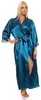 Damen langes Kimono Seidenrobe Morgenmantel; Petrol M Produktbild-Vorschau 1