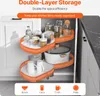 A double-layer rotating storage organizer filled with kitchen items inside a cabinet. Náhľad obrázku produktu