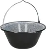 A black enamel cauldron with a silver wire handle, isolated on a white background. Produktbild-Vorschau