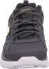 A close-up front view of a gray athletic shoe with white soles and yellow accents. Anteprima dell’immagine prodotto