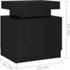 A black high-gloss bedside table with dimensions indicated. Náhľad obrázku produktu