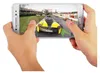 Hands holding a smartphone playing a racing game. Produktbild-Vorschau