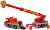 A toy fire truck with a crane and a small vehicle. Produktbild-Vorschau