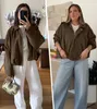 ASKSA Dámská bunda Semišová bunda Krátká nadměrná bunda Náhled obrázku produktu 4