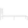 A white metal bed frame with a headboard, shown from the side against a white background. Produktbild-Vorschau