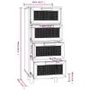 A diagram showing the dimensions of a cabinet with drawers. Anteprima dell’immagine prodotto