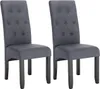 Two dark gray upholstered dining chairs with tufted backs and wooden legs are shown against a white background. Produktbild-Vorschau