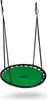 A green and black circular swing with ropes hanging from above, isolated on a white background. Podgląd zdjęcia produktu