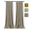 Two gray velvet curtains hanging from a black curtain rod against a white background. Three color swatches are shown to the right of the curtains. Náhled obrázku produktu