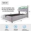A diagram showing the dimensions and features of a bed frame with LED lighting. Anteprima dell’immagine prodotto