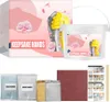 A collage of product packaging and components for a 3D hand casting kit. Produktbild-Vorschau