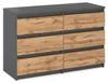 Kommode „HIT“, 6 Schubladen, 100 cm, Mattgrau/Wotan-Eiche Produktbild-Vorschau 1