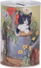 Clayre & Eef Spardosen Ø 8x13 cm Grün Metall Katze Produktbild-Vorschau 1