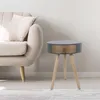 HowHomely | Nočný stolík - 46 cm - okrúhly - sivý Náhľad obrázku produktu 2