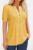 Damen-T-Shirt, Knopfleiste, V-Ausschnitt, einfarbiges Produktbild-Vorschau 2