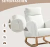 A close-up view of a cream-white rocking chair with side pockets, highlighting its features. Anteprima dell’immagine prodotto