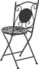 A black metal folding garden chair shown from the back. Podgląd zdjęcia produktu