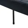 A close-up view of the dark gray velvet sofa leg and the bottom edge of the sofa. Voir les images du produit