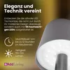 A close-up of a modern LED table lamp with descriptive text and icons highlighting its features. Anteprima dell’immagine prodotto